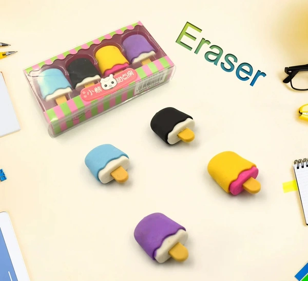 CONE DONUT LOLIPOP ICE CREAM ERASER (1 SET 4 PC)