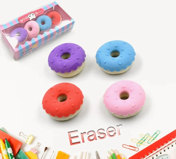 CONE DONUT LOLIPOP ICE CREAM ERASER (1 SET 4 PC)