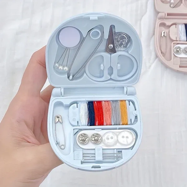 1 Pc Ultra-Portable Compact Sewing Kit: Complete Travel Essentials with Durable Mini Scissors, Assorted Buttons, Threads, and Emergency Repair Solutions