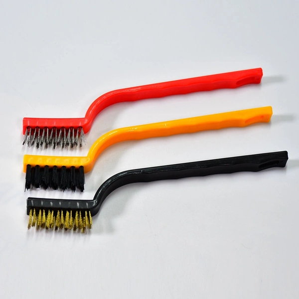 (Pack Of 3) Mini Wire Brush Set Brass Nylon Stainless Steel Bristles Household Cleaning Brush for Gas Stove, Smoke Machine Tool Burner Tiles Tap Rust Removal Welding Slag Dirt & Paint Scrubbing.