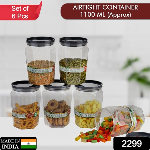 Air Tight Kitchen Storage Container for Rice | Dal | Atta, BPA-Free, Flour | Cereals | Snacks | Stackable | Modular, Round. (Approx - 1100Ml, Set of 6pcs)