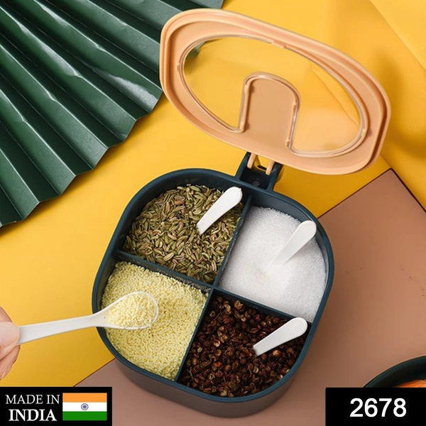 4 Section Fancy Masala Box and fancy masala container used for storing various types of masalas including in kitchen purposes.