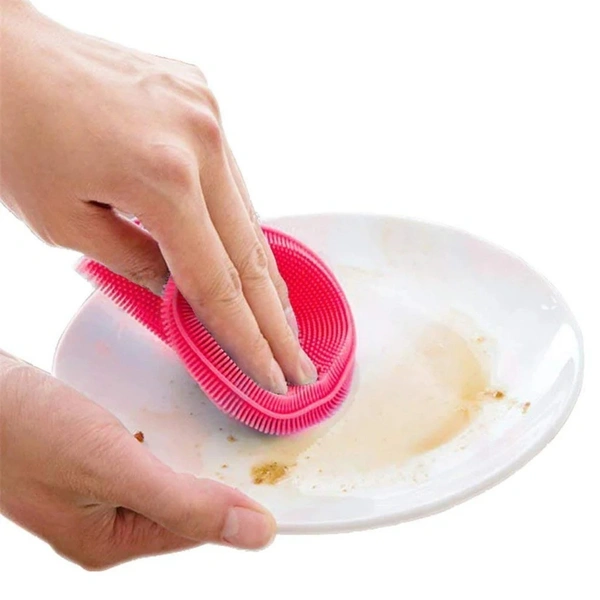 (Pack Of 4) Silicone Dish Scrubber Sponge Mildew Free, Non Stick, Heat Resistant