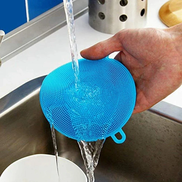 (Pack Of 4) Silicone Dish Scrubber Sponge Mildew Free, Non Stick, Heat Resistant