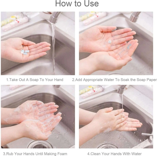 Portable Disposable Paper Soap Round Heart-shaped Mini Slice Sheets for Outdoor Washing Cleaning Hand Travel Camping Hiking (Random Color)