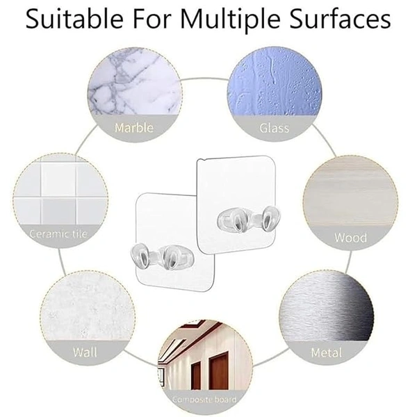 (Pack Of 10) TRANSPARENT  WALL STORAGE HOOKS