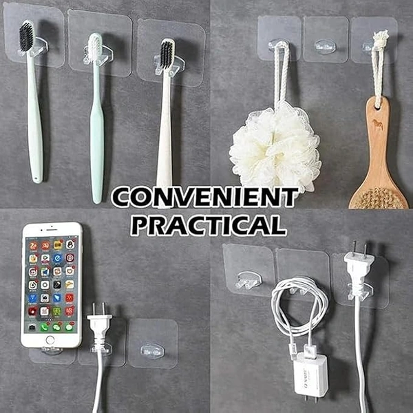 (Pack Of 10) TRANSPARENT  WALL STORAGE HOOKS