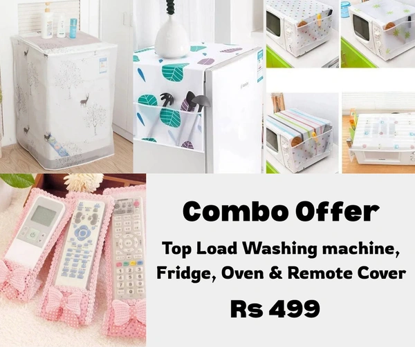 Combo Offer Top Load Washing Machine Cover + Fridge Cover + Oven Cover + Remote Cover