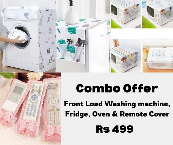 Combo Offer Front Load Washing Machine Cover + Fridge Cover + Oven Cover + Remote Cover