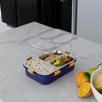Premium 3-Compartment Stainless Steel Lunch Box - Blue | Leak-Proof & BPA-Free