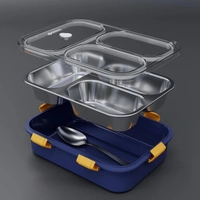 Premium 3-Compartment Stainless Steel Lunch Box - Blue | Leak-Proof & BPA-Free