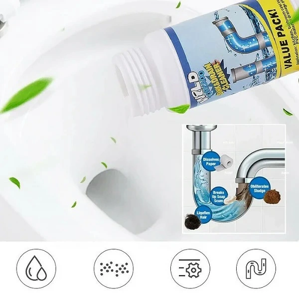 Wild Tornado Sink & Drain Cleaner, Powerful & Clog Remover Sink Cleaning Powder, Automatic Toilet Blockage Cleaner, Blockage in Washbasin, Septic Tank, Sinks, Pipes 
