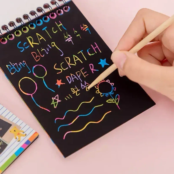 CRAFTS RAINBOW ART SCRATCH PAPER BOOK SHEETS 10 PAGE 