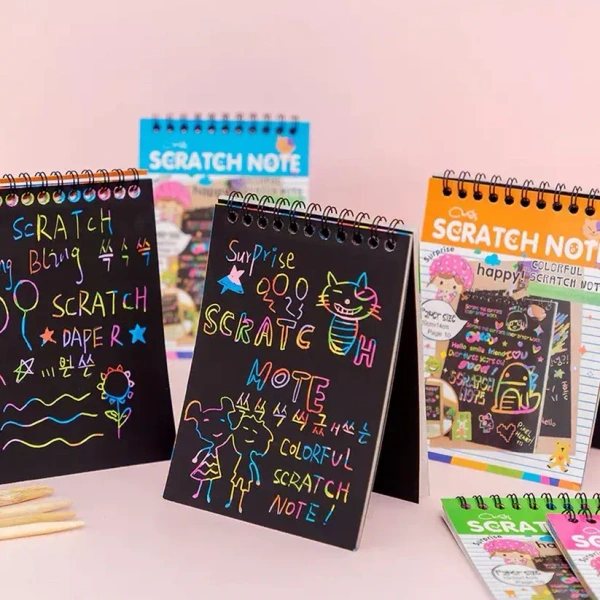 CRAFTS RAINBOW ART SCRATCH PAPER BOOK SHEETS 10 PAGE 