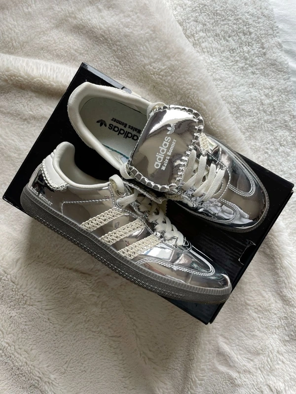 adidas gazelle silver green womens adidas x Wales Bonner Samba Sneakers in Silver main image 1