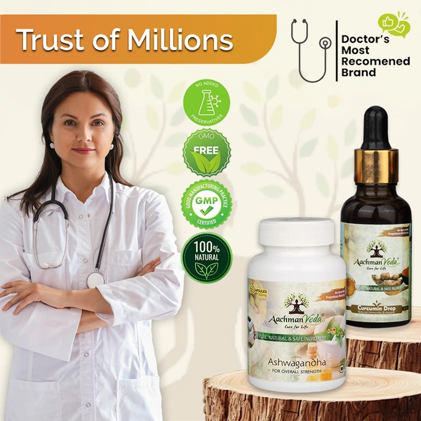 Ashwagandha Veg Capsules & Curcumin Drops - COMBO