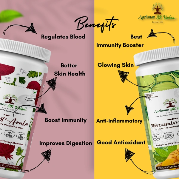 Aachman Sk Vedaa Beetroot & Curcumin Amla  Extract Powder - COMBO