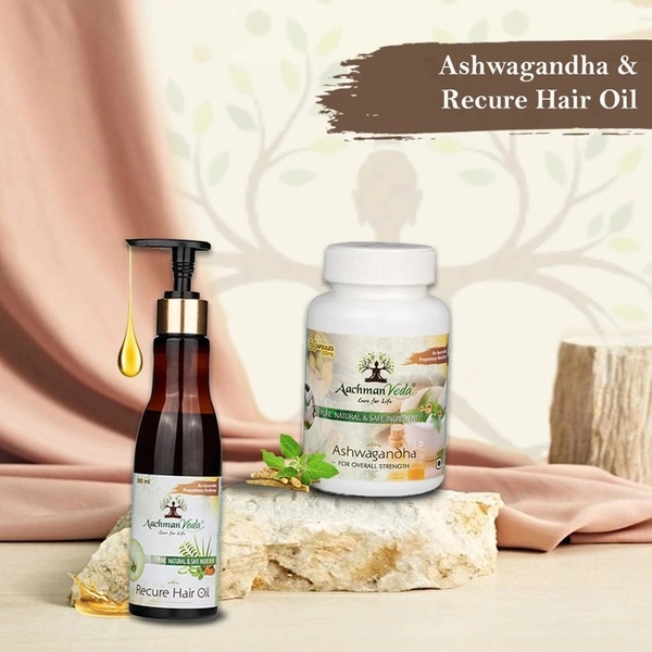 Recure Hair Oil & Ashwagandha Capsules - COMBO
