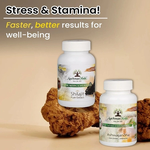 Aachman Veda Shilajit & Ashwagandha Veg Capsules - COMBO