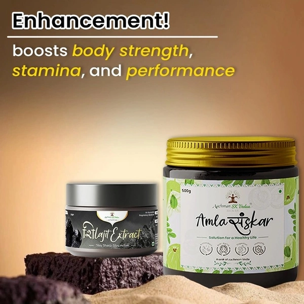 Aachman Sk Vedaa Shilajit Extract Powder & Amla Sanskar - COMBO