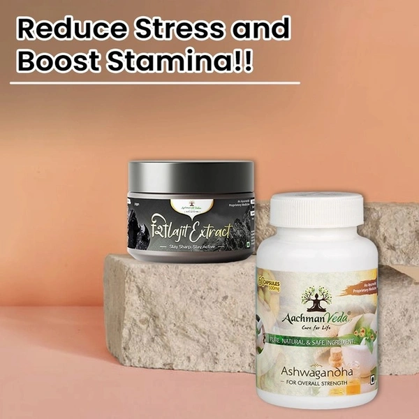 Shilajit Extract Powder & Ashwagandha Capsules - COMBO