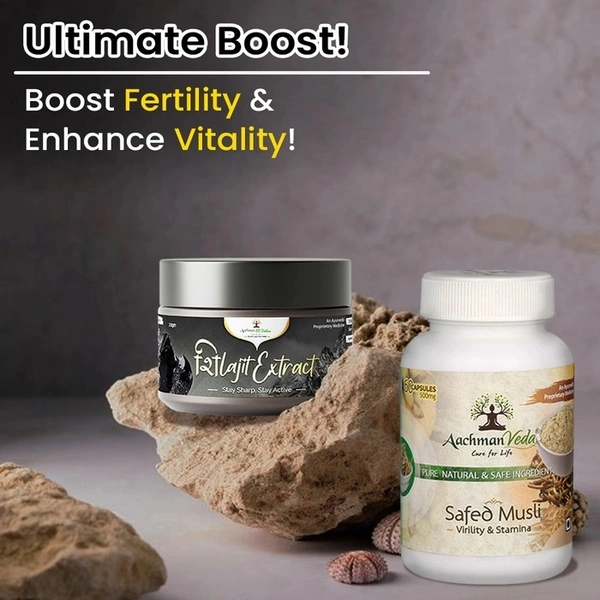 Shilajit Extract Powder & Safed Musli Capsules - COMBO