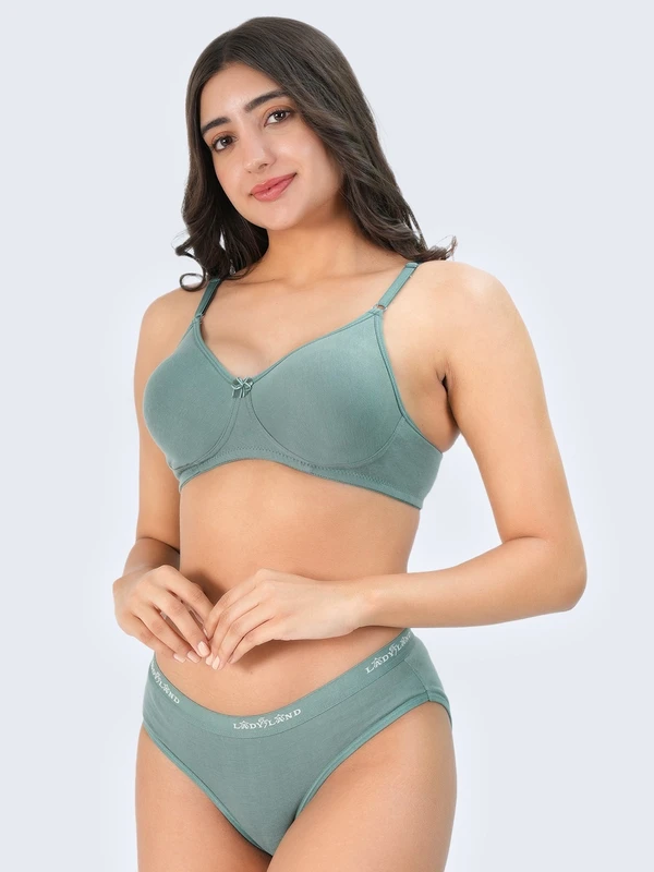 Ladyland  Ladyland Bra & Panty Set Solid Color Lingerie Set - 30B, Multi, Regulat, Cotton Blend, seamless lingerie set  All Days Comfortable, Fancy wear, Solid, Non  Wired, Non Padded, Regular, Full Coverage, India, Branded Box, Mid Rise