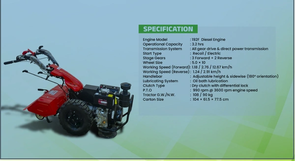 Heavy Duty Diesel Power Weeder 15-HP- Back Rotary-Diesel Power Weeder