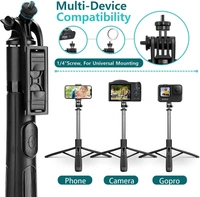 Selfie Stick with Tripod Stand 360 Degree Rotation Rechargeable Remote Quadripod Stand Balance Handle 71-inch Selfie Stick for Phone Camera Gopro 360°Panoramic Shooting Vlogging Live Stream