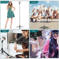 Selfie Stick with Tripod Stand 360 Degree Rotation Rechargeable Remote Quadripod Stand Balance Handle 71-inch Selfie Stick for Phone Camera Gopro 360°Panoramic Shooting Vlogging Live Stream