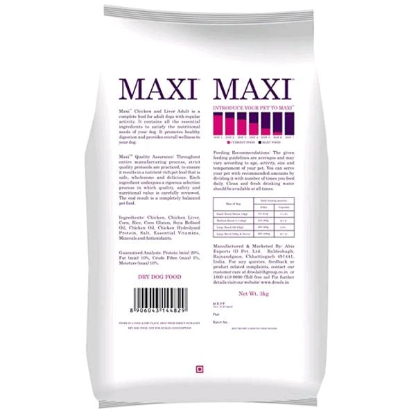 Maxi Adult Chicken and Liver Dog Dry Food 20KG