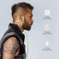 boAt Bass Heads 225 in-Ear Wired Headphones with Mic (Forest Green)