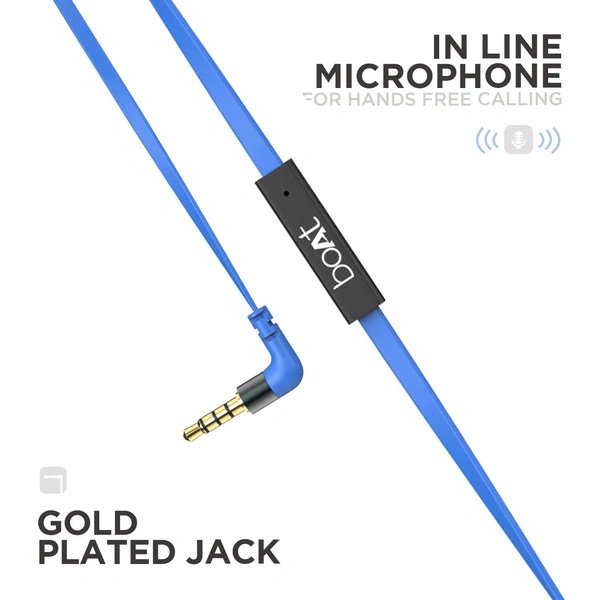 boAt BassHeads 225 Special Edition in-Ear Wired Headphones with Mic (Blue - Blue