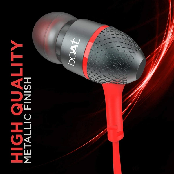 boAt Bassheads 225 Wired in Ear Earphone with Mic (Red) - Red