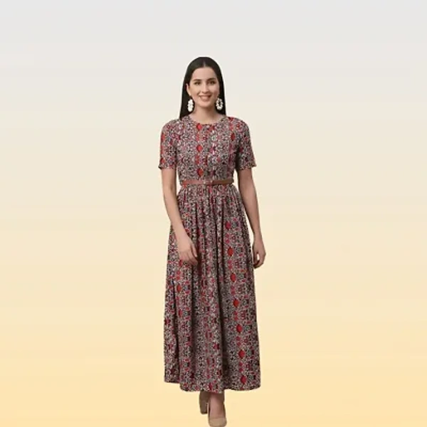 Classic Crepe Printed Dresses for Women - L
