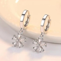 dc jewels Royal and Beautiful Silver Plated Flower Dangle Drop Zircon Earrings for Women