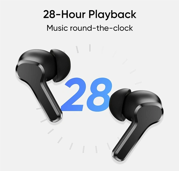 realme TechLife Buds T100 Bluetooth Truly Wireless in Ear Earbuds with mic, AI ENC for Calls, Google Fast Pair, 28 Hours Total Playback with Fast Char Total