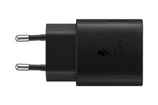 Samsung Original 25W Single Port, Type-C Fast Charger, (Cable not Included), White - Black