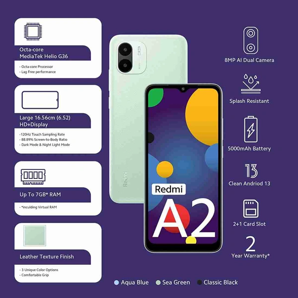 Redmi A2 - Classic Black, 4GB 64GB