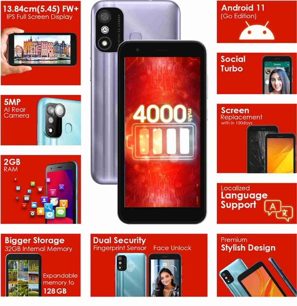 Itel A27 - Silver Purple, 2GB 32GB
