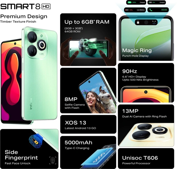 Infinix Smart 8 HD - 3GB 64GB, Crystal Green