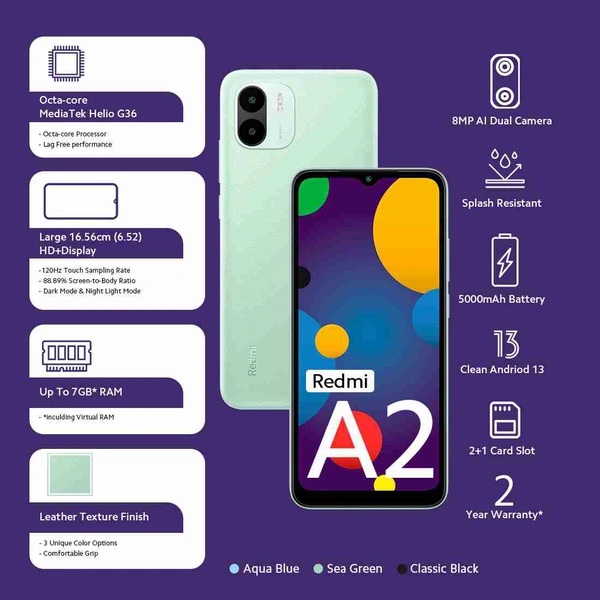 Redmi A2 - Aqua Blue, 4GB 64GB