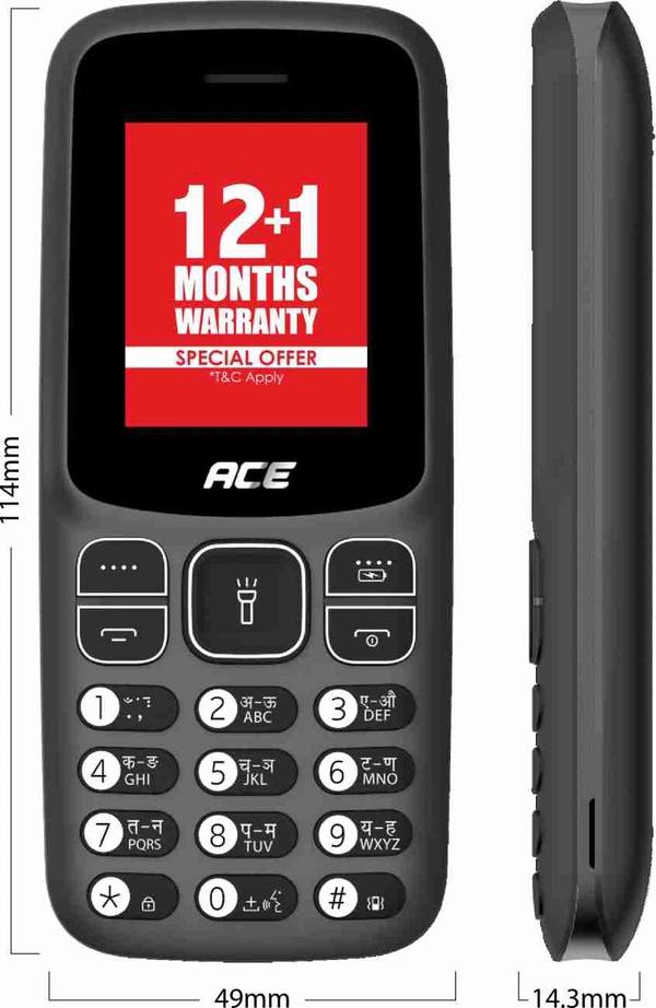 Itel Ace2 - Black, Expandable Storage Upto 32GB