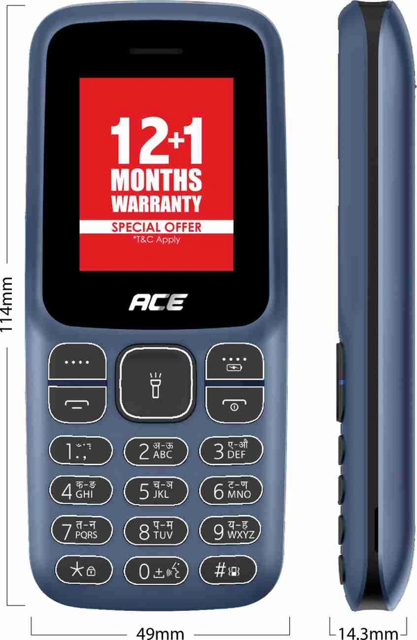 Itel Ace2 - Deep Blue, Expandable Storage Upto 32GB