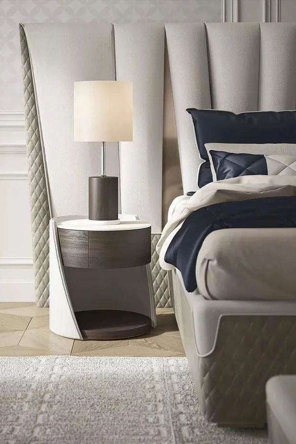 Exclusive Modern Italian Leather And Velvet Bed