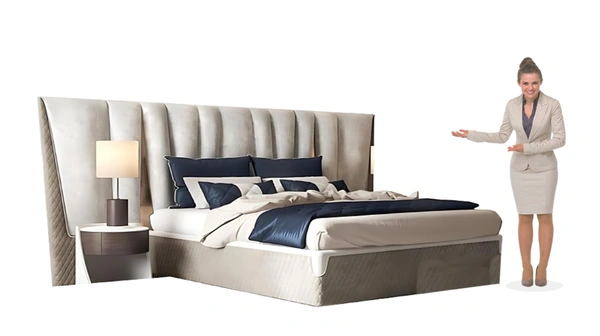 Exclusive Modern Italian Leather And Velvet Bed