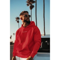 Aramas Originals Premium Cotton Fleece Hooded Winter Hoodie for Men - L, Red, 450g, 1
