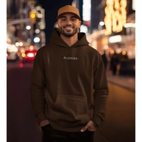 Aramas Originals Premium Cotton Fleece Hooded Winter Hoodie for Men - M, Brown, 450g, 1