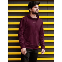 Aramas Originals Premium Cotton Fleece Hooded Winter Hoodie for Men - M, Wine, 450g, 1