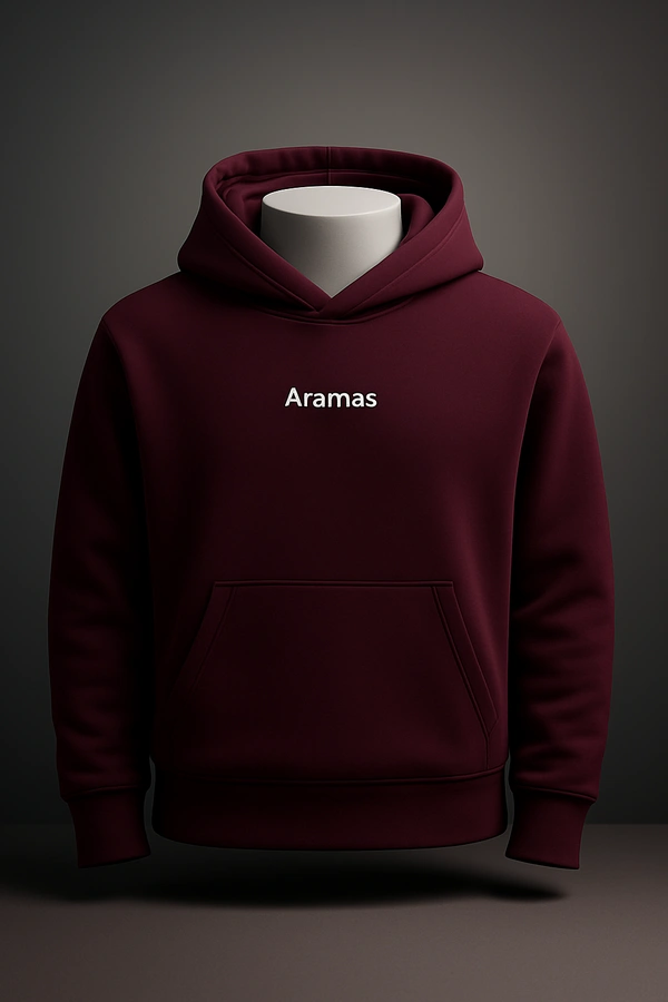 Aramas Originals Premium Cotton Fleece Hooded Winter Hoodie for Men - XL, Wine, 450g, 1